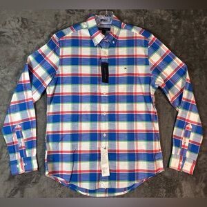 NWT Tommy Hilfiger Mens Stretch Plaid Dress Shirt Size Small